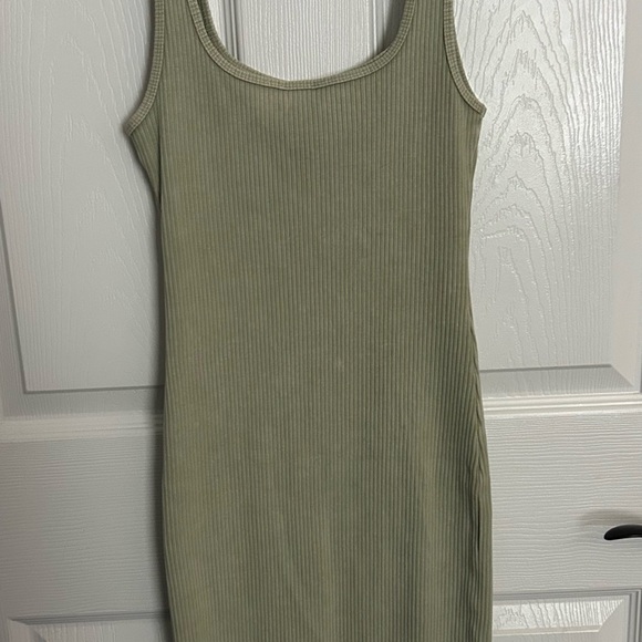 Wilfred Free Aritzia Murdock Silent Storm Green Ribbed Dress 2XS - Picture 3 of 5